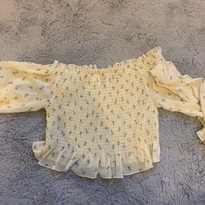 Princes Polly flower printed off shoulder top